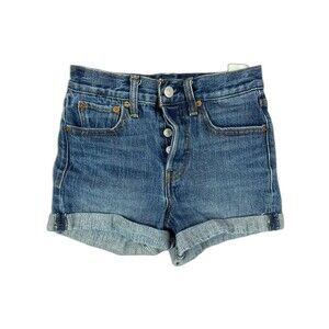 Levi Size 24 Womens Shorts White Oak Cone Denim Jeans Mid Rise Stretch Med Wash